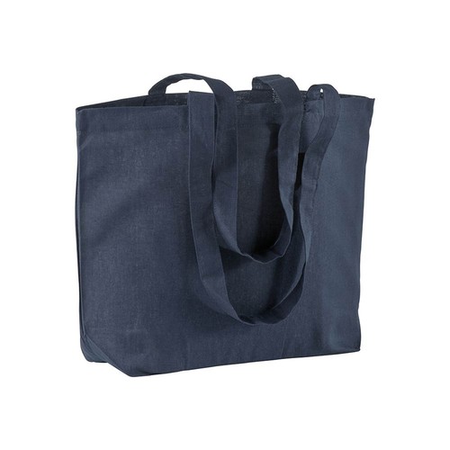 Shopper avec soufflet à la base en coton 120 g/m2, anses longues - 1