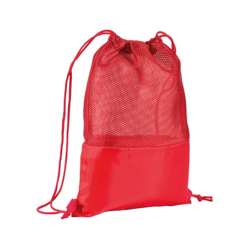210T polyester backpack with mesh and drawstring closure