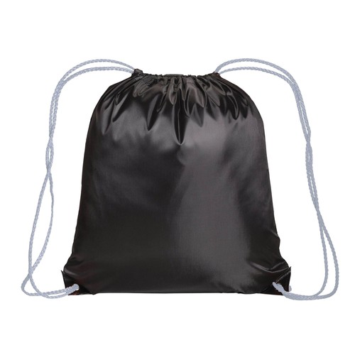 Sac à dos noir en polyester 210T, avec fermeture réglable à cordon, angles renforcés - 2