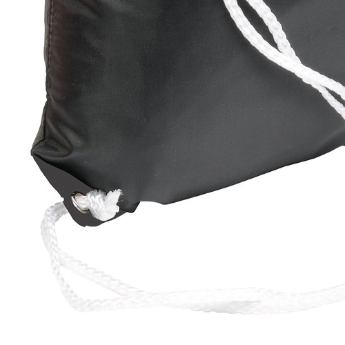 Sac à dos noir en polyester 210T, avec fermeture réglable à cordon, angles renforcés - 3