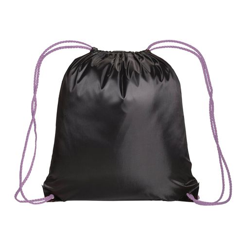 Sac à dos noir en polyester 210T, avec fermeture réglable à cordon, angles renforcés - 2