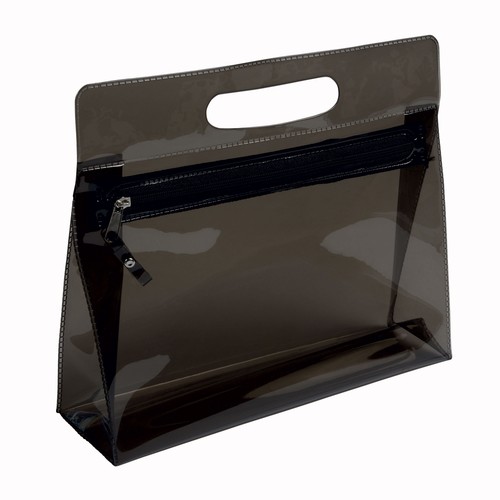 Transparent PVC cosmetic bag with zip and handle