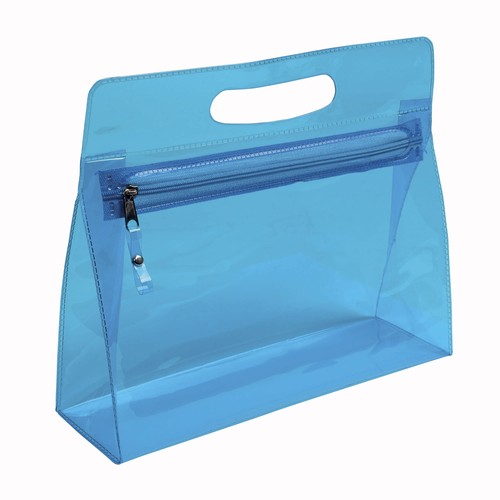 Trousse de toilette en PVC transparente avec fermeture éclair et poignée (20,5x25x7,5 cm) - 1