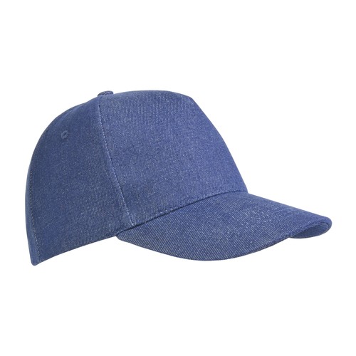 Casquette en coton épais effet jeans, 5 panneaux, fermeture velcro personnalisée