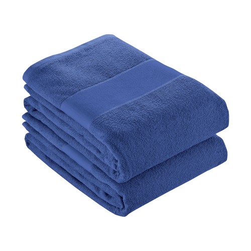 Serviette en éponge de coton 100% (300gr/m2) avec bande de couleur en polyester imprimable - 1
