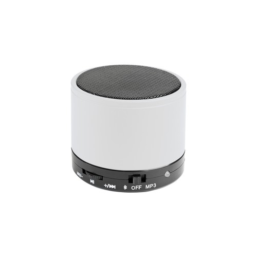 Cylindrical, metal Bluetooth V 3.0 mini speaker with microphone for loudspeaker calls