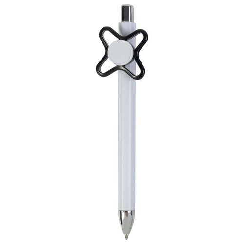 Stylo en plastique blanc avec fileur coloré - 1