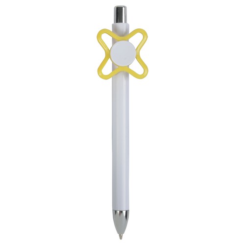 Stylo en plastique blanc avec fileur coloré - 1