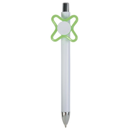 Stylo en plastique blanc avec fileur coloré - 1