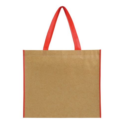 Sac shopper en TNT lamine avec anses longues colorées et soufflet - 2