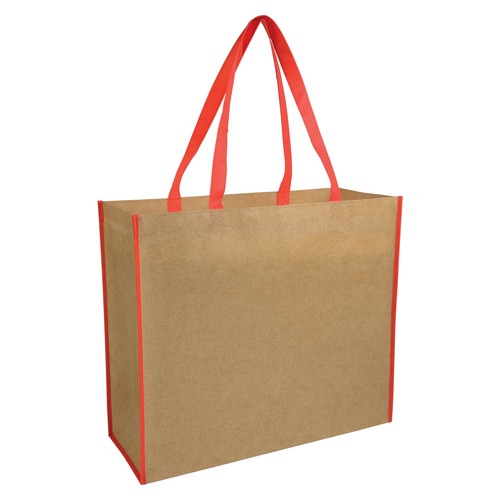 Sac shopper en TNT lamine avec anses longues colorées et soufflet - 3