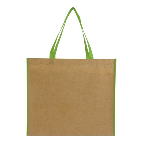 Sac shopper en TNT lamine avec anses longues colorées et soufflet - 2