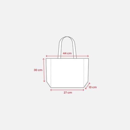 Shopper avec soufflet à la base en TNT thermosoudé, hanses longues avec impression tricolo - 3