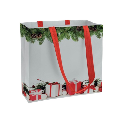Shopper en TNT laminé, hanses longues et soufflet avec impression à théme - 1