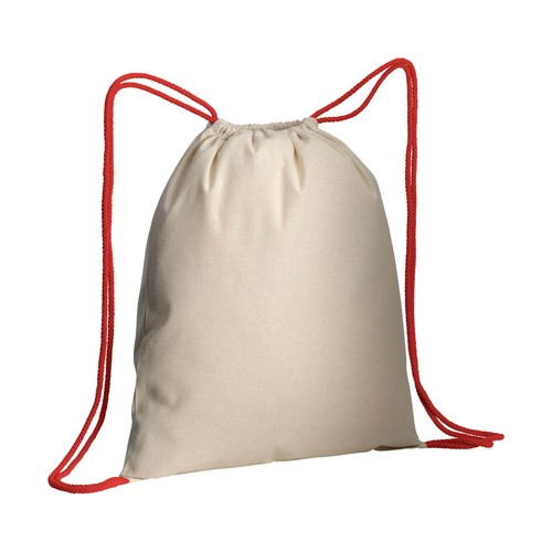 Sac à dos en coton naturel avec fermeture en cordon et cordons colorés - 1