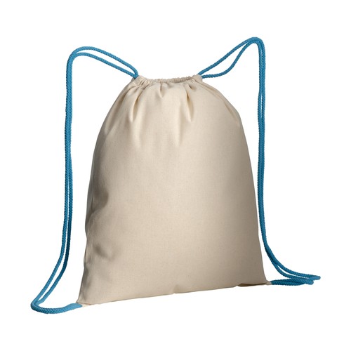 Sac à dos en coton naturel avec fermeture en cordon et cordons colorés - 1