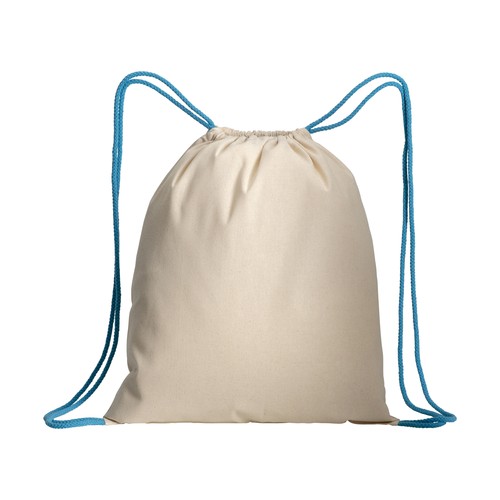 Sac à dos en coton naturel avec fermeture en cordon et cordons colorés - 2