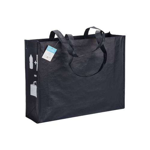 Shopper avec soufflet en R-PET (plastique recyclé). hanses longues - 1