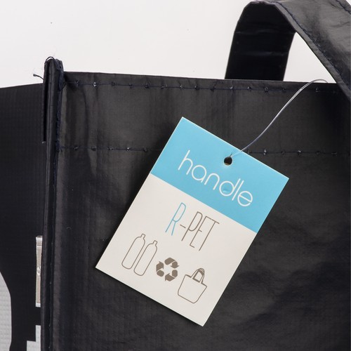 Shopper avec soufflet en R-PET (plastique recyclé). hanses longues - 3