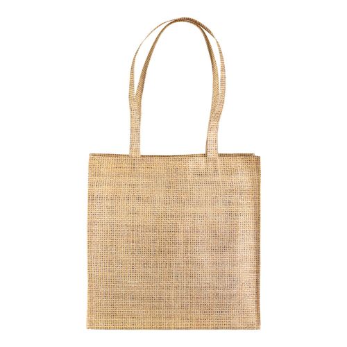 Sac shopper en TNT imprimé effet jute avec anses longues et soufflet - 2