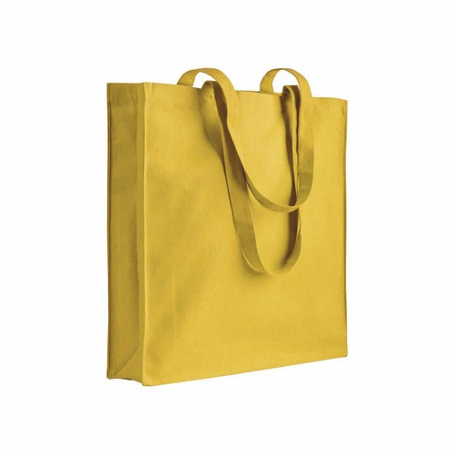 Sac shopping en coton 180 g/m2 avec anses longues et soufflet - 1