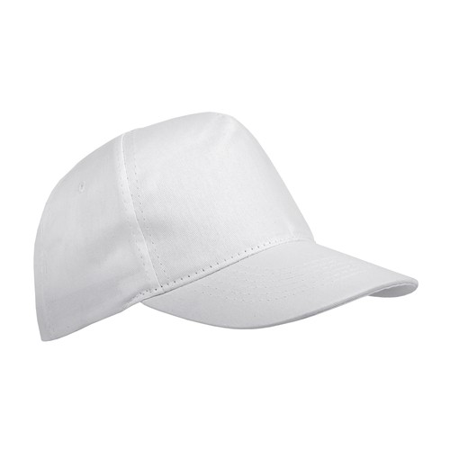 RPET 5-panel cap with embroidered eyelets and adjustable velcro strap