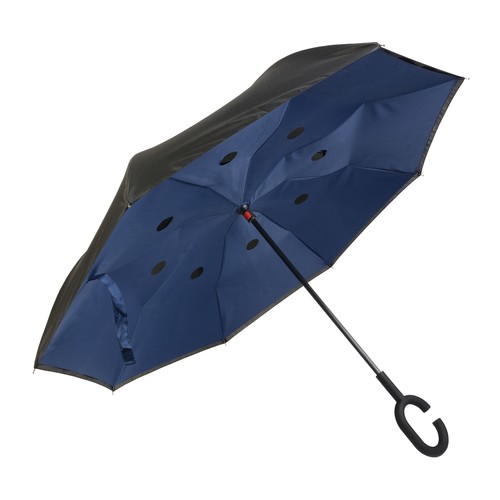 Parapluie réversible personnalisé avec manche rond en gommé