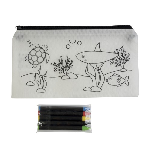 Set de 5 crayons de couleurs à la cire  de forme cylindrique, dans un étui en TNT à colori - 5