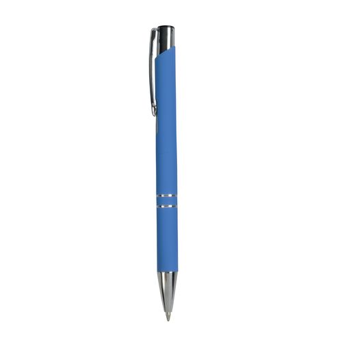 Stylo à poussoir en aluminium caoutchouté avec décoration à 2 anneaux et détails chromés a - 2