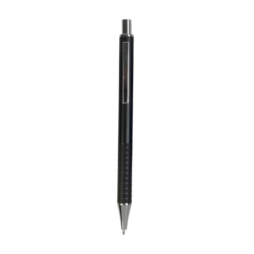 Stylo à poussoir en plastique personnalisé avec manche cannelé et clip en métal