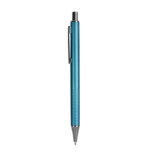 Stylo à poussoir en plastique avec manche cannelé et clip en métal - 2