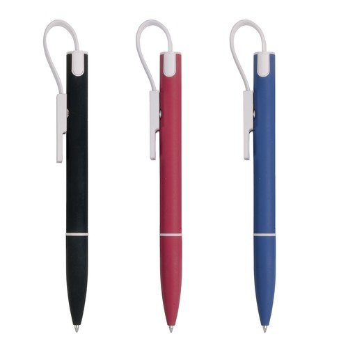 Stylo twist en aluminium avec clip qui se transforme en cable de recharhe USB/Lightning/mi - 2