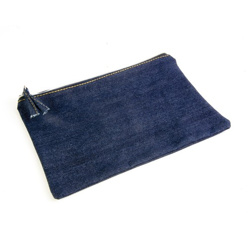 Beauty case personnalisé en coton DENIM 220 g/m2 (85% coton - 15% polyester) avec fermeture éclair