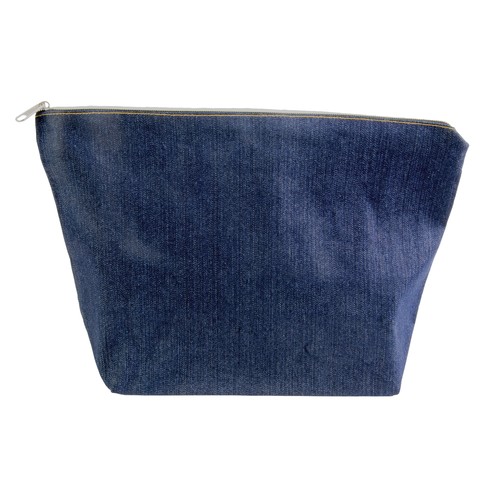 Beauty case en coton DENIM 220 g/m2 personnalisé (85% coton - 15% polyester) avec fermeture éclair