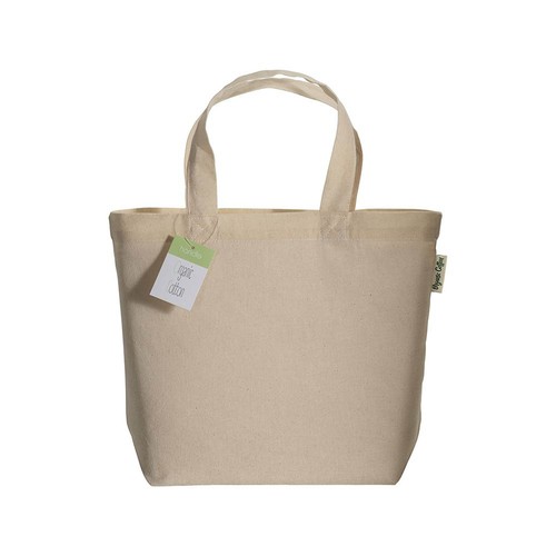 Shopper en coton organique avec anses courtes et soufflet à la base - 2