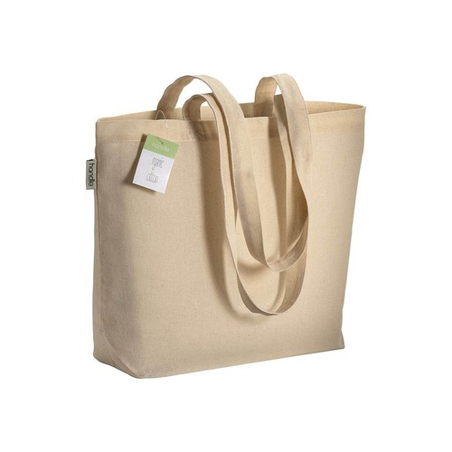 Shopper en coton organique avec anses longues et soufflet à la base - 1