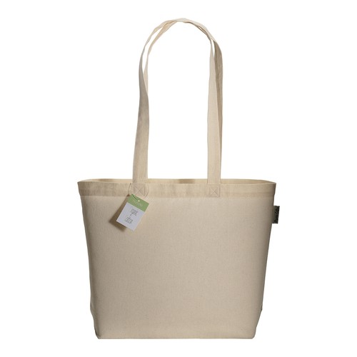 Shopper en coton organique avec anses longues et soufflet à la base - 2