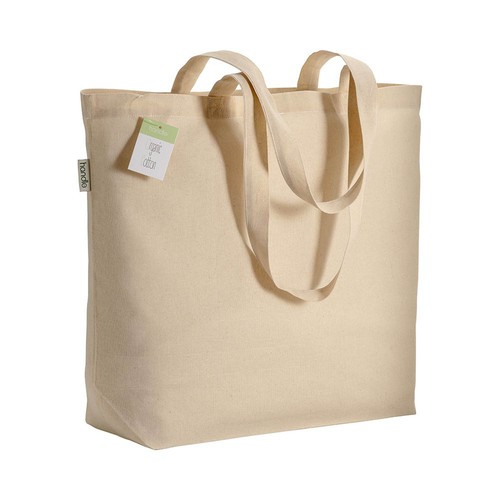 Shopper en coton organique avec anses longues et soufflet à la base - 1