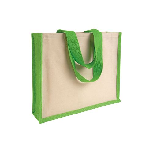 Shopper en juta et canvas avec soufflet - 1
