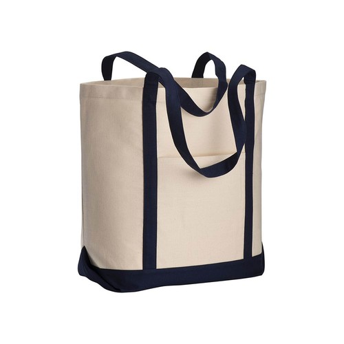 Natural cotton shopping bag with gusset at the base