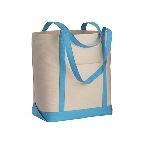 Shopper en coton naturel avec soufflet à la base - 1