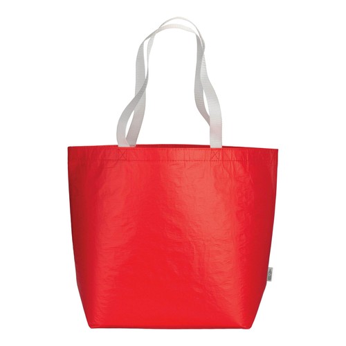 Shopper en R-PET laminé avec soufflet à la base - longues poignées en polyester - 2