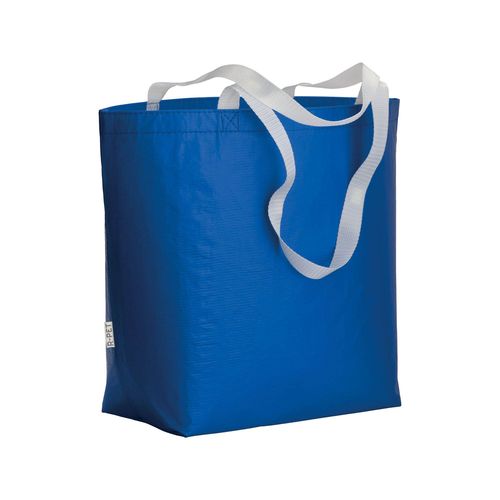 Shopper en R-PET laminé avec soufflet à la base - longues poignées en polyester - 1