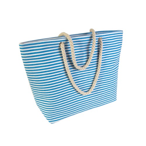 Sac de plage en polyester avec sufflet à la baseet fermeture eclaire - 1