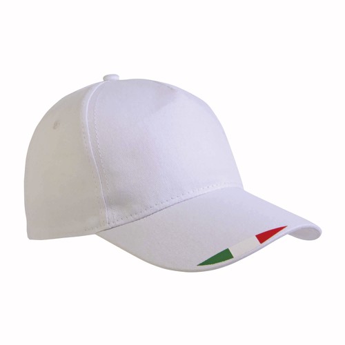 5 panels polyster baseball cap with tricolour italian flag printing