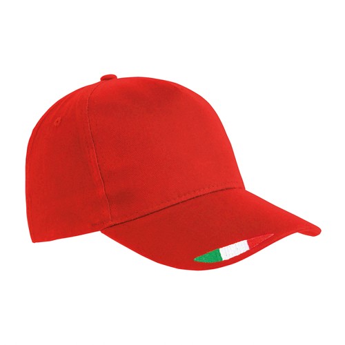 Casquette en coton, 5 panneaux avec broderie tricolore - 1