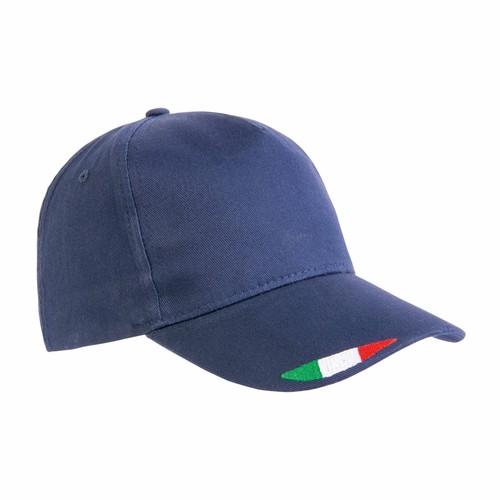 Casquette en coton, 5 panneaux avec broderie tricolore - 1