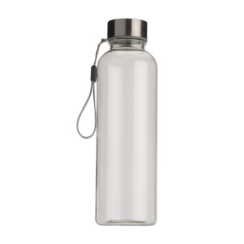 Transparent TRITAN sport bottle with stainless steel lid (500 ml). BPA free