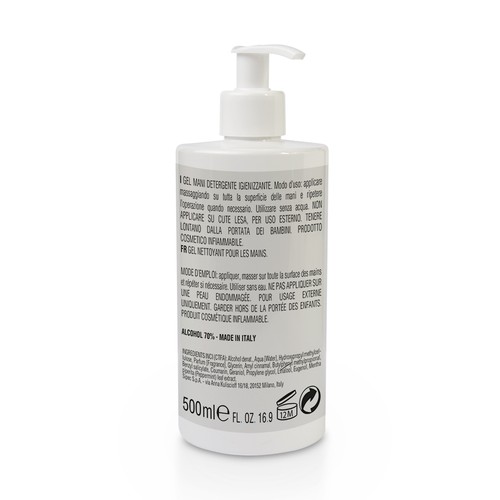 Gel désinfectant pour les mains (500 ml) à 70% d'alcool. Made in Italie. - 2