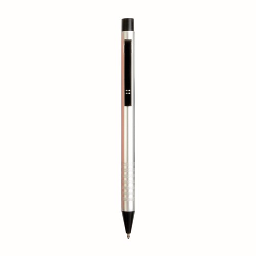 Stylo en aluminium avec clip en plastique noir - 1